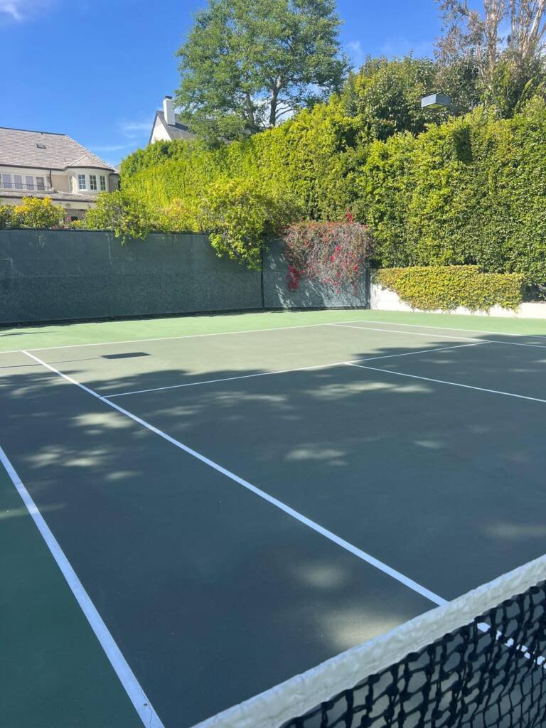 early morning view of brentwood tennis court after a session.