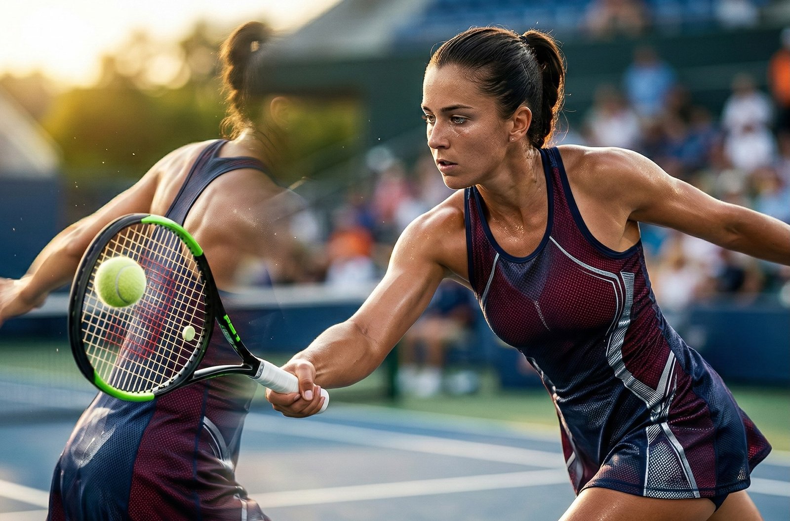 Woman playing tennis on court